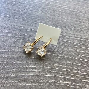 Elegant Gold and Crystal Square Earrings